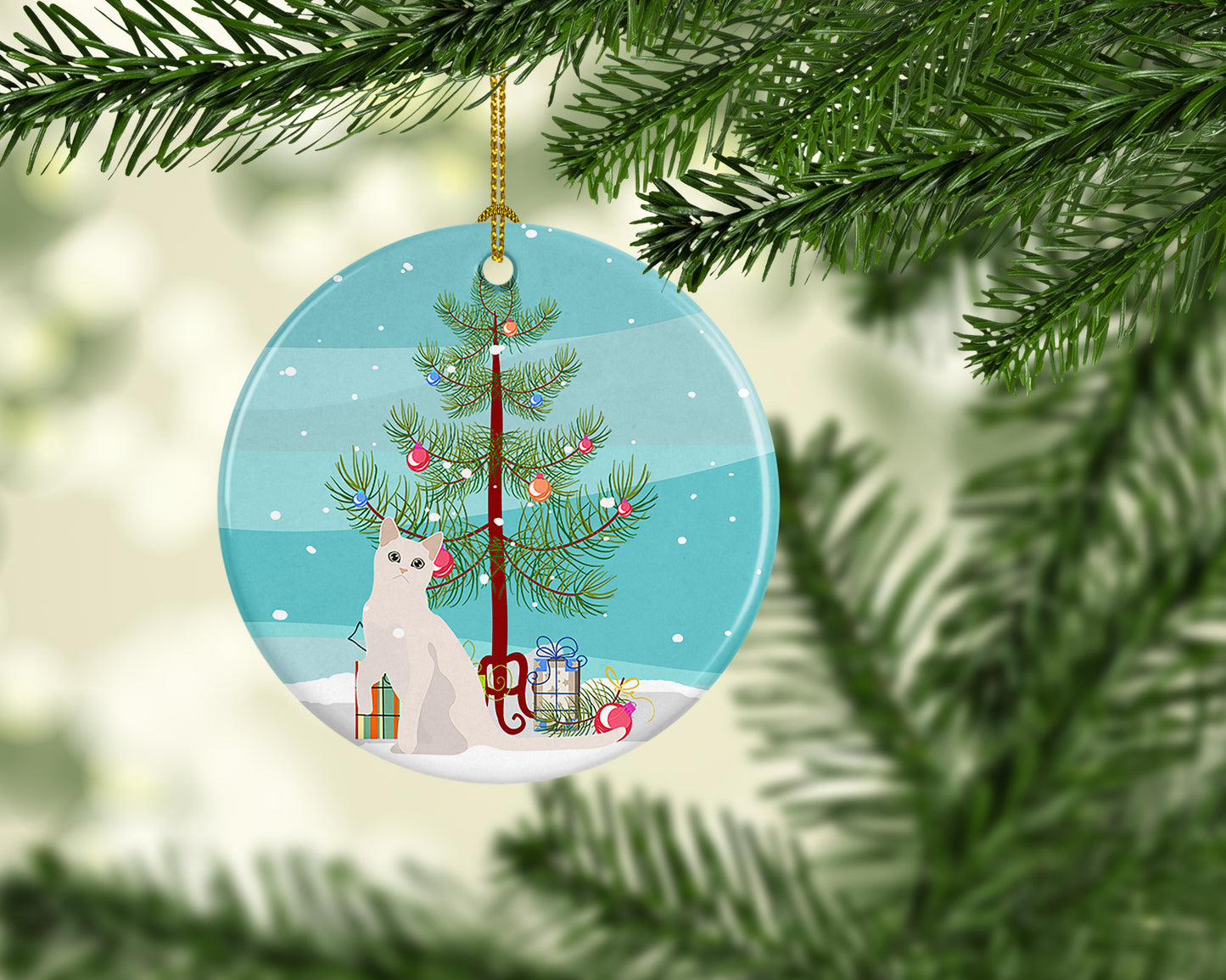 Burmilla Cat Christmas Ceramic Ornament