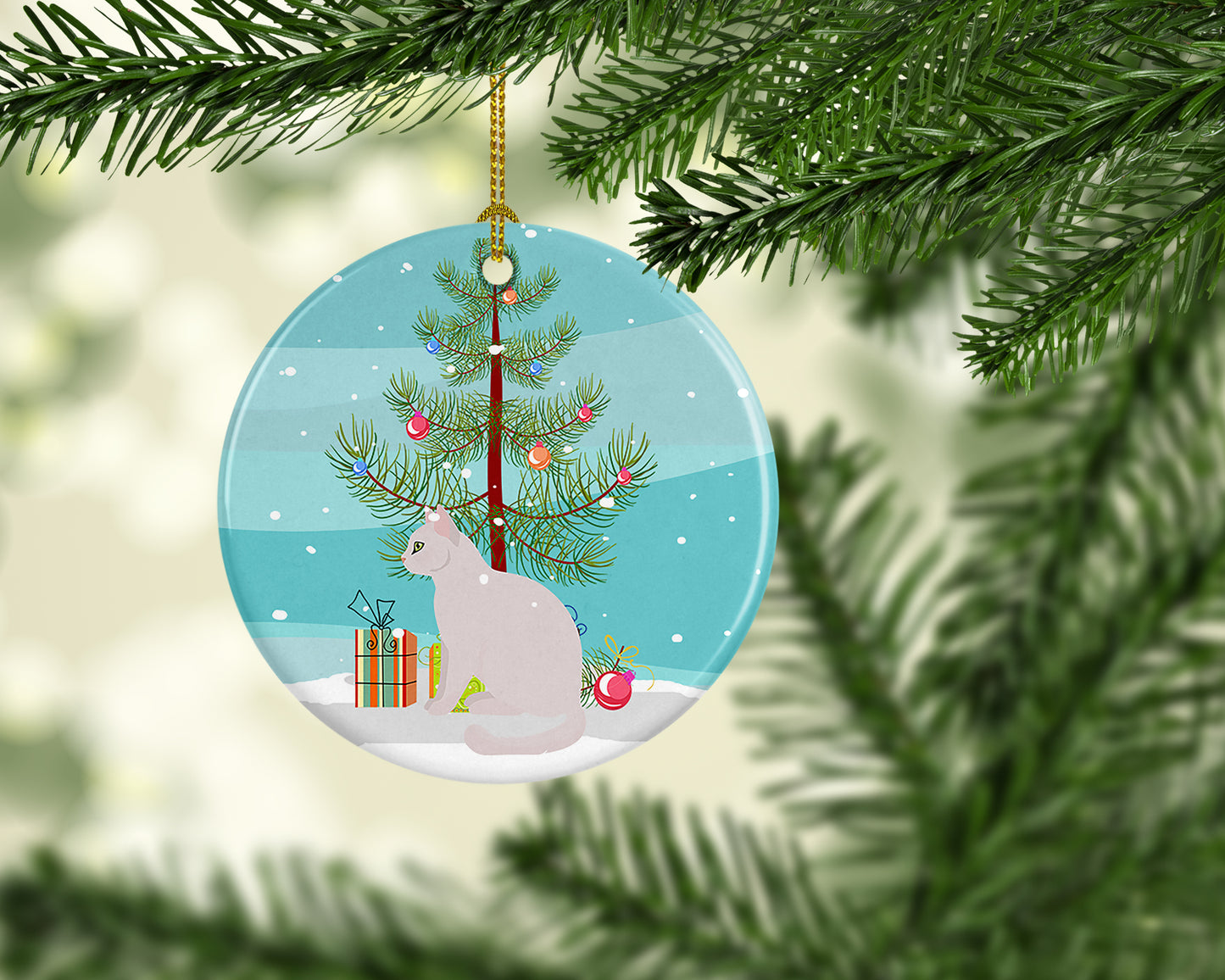 Burmilla Cat Christmas Ceramic Ornament