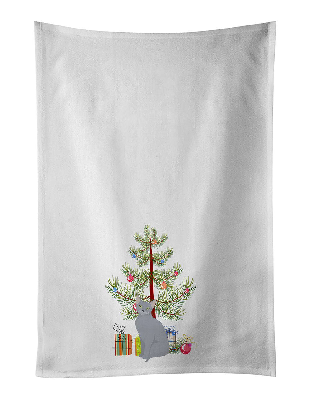 Buy this Russian Blue Cat Christmas Kitchen Towel Set of 2