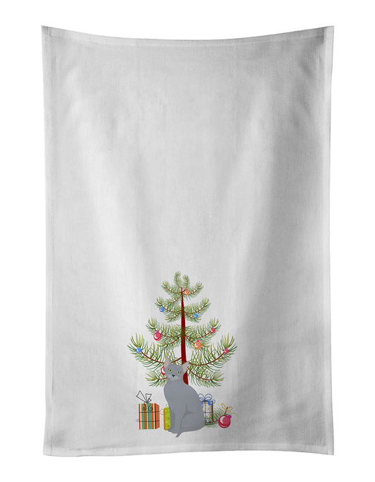 Buy this Russian Blue Cat Christmas Kitchen Towel Set of 2