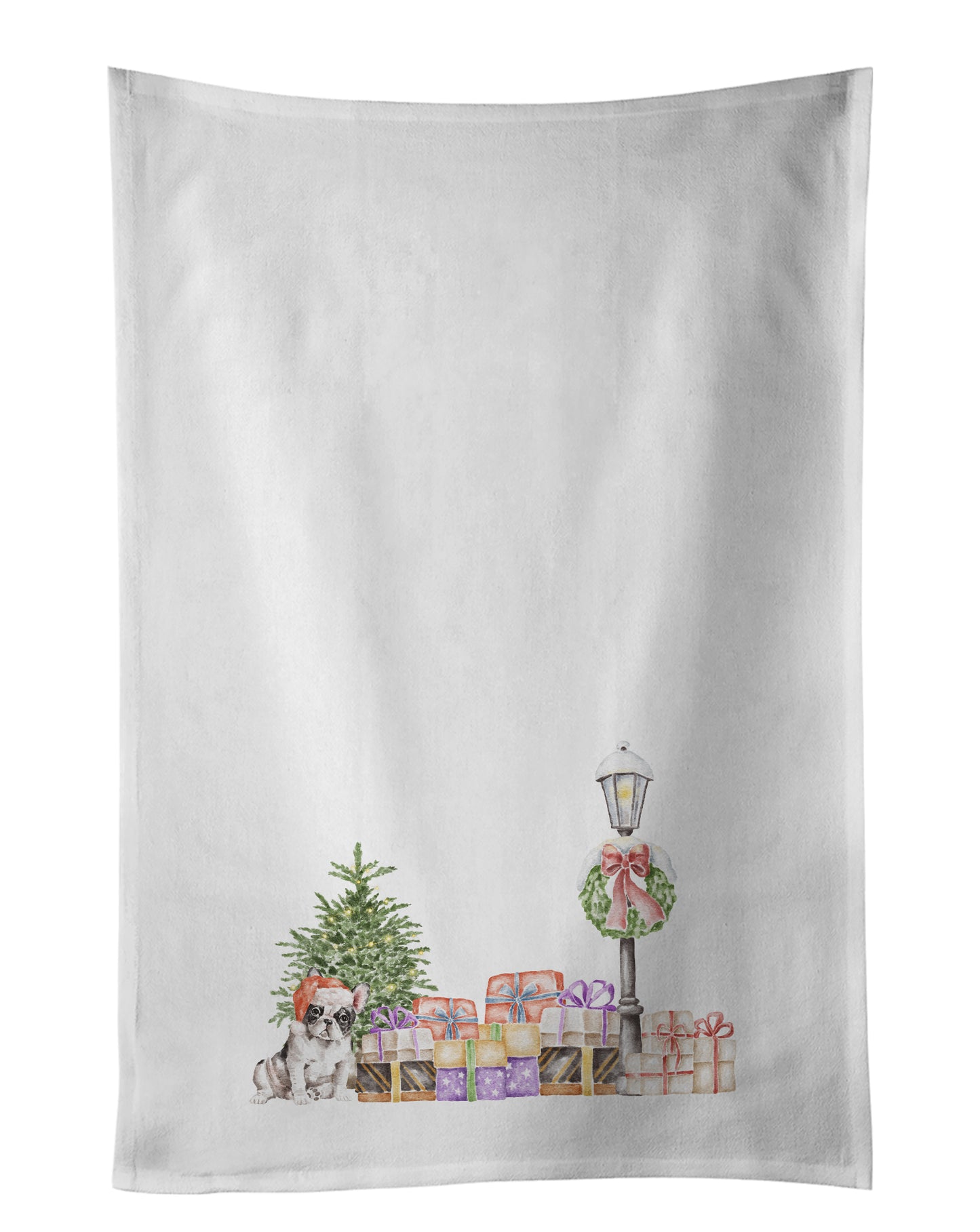 Buy this French Bulldog Black and White with Christmas Wonderland Kitchen Towel Set of 2