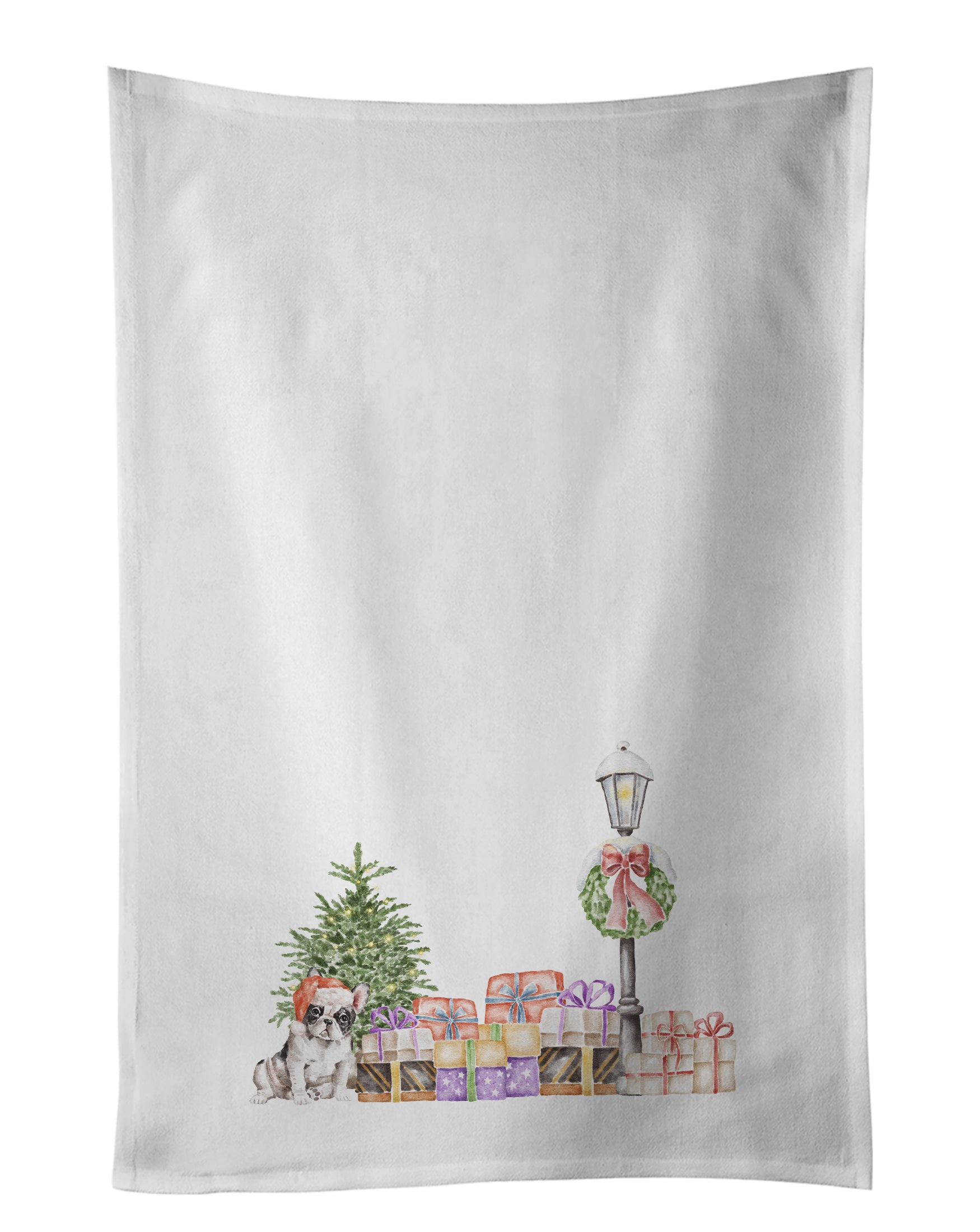 Buy this French Bulldog Black and White with Christmas Wonderland Kitchen Towel Set of 2