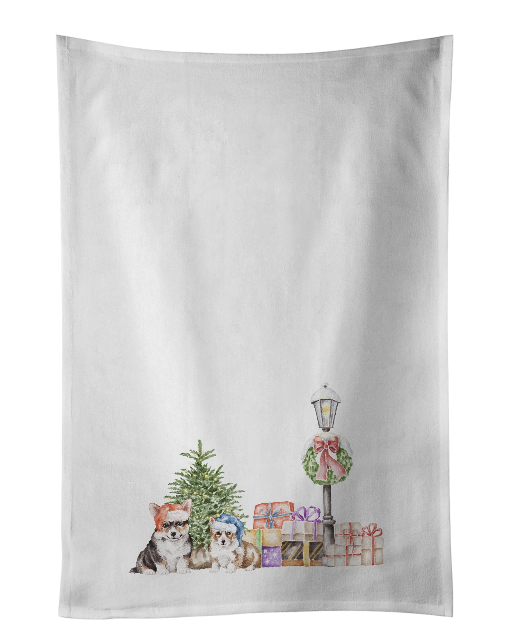 Buy this Corgi Tricolor and Puppy with Christmas Wonderland Kitchen Towel Set of 2