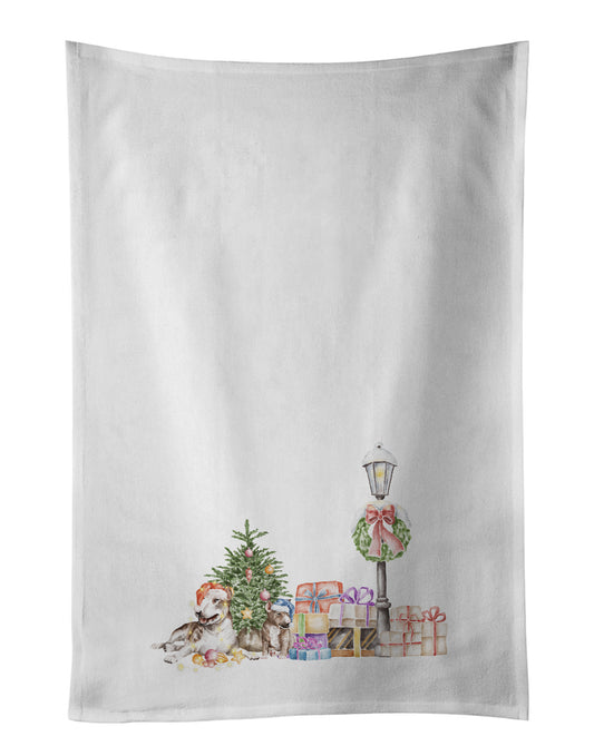 Buy this Bull Terrier Adult and Puppy with Christmas Wonderland Kitchen Towel Set of 2