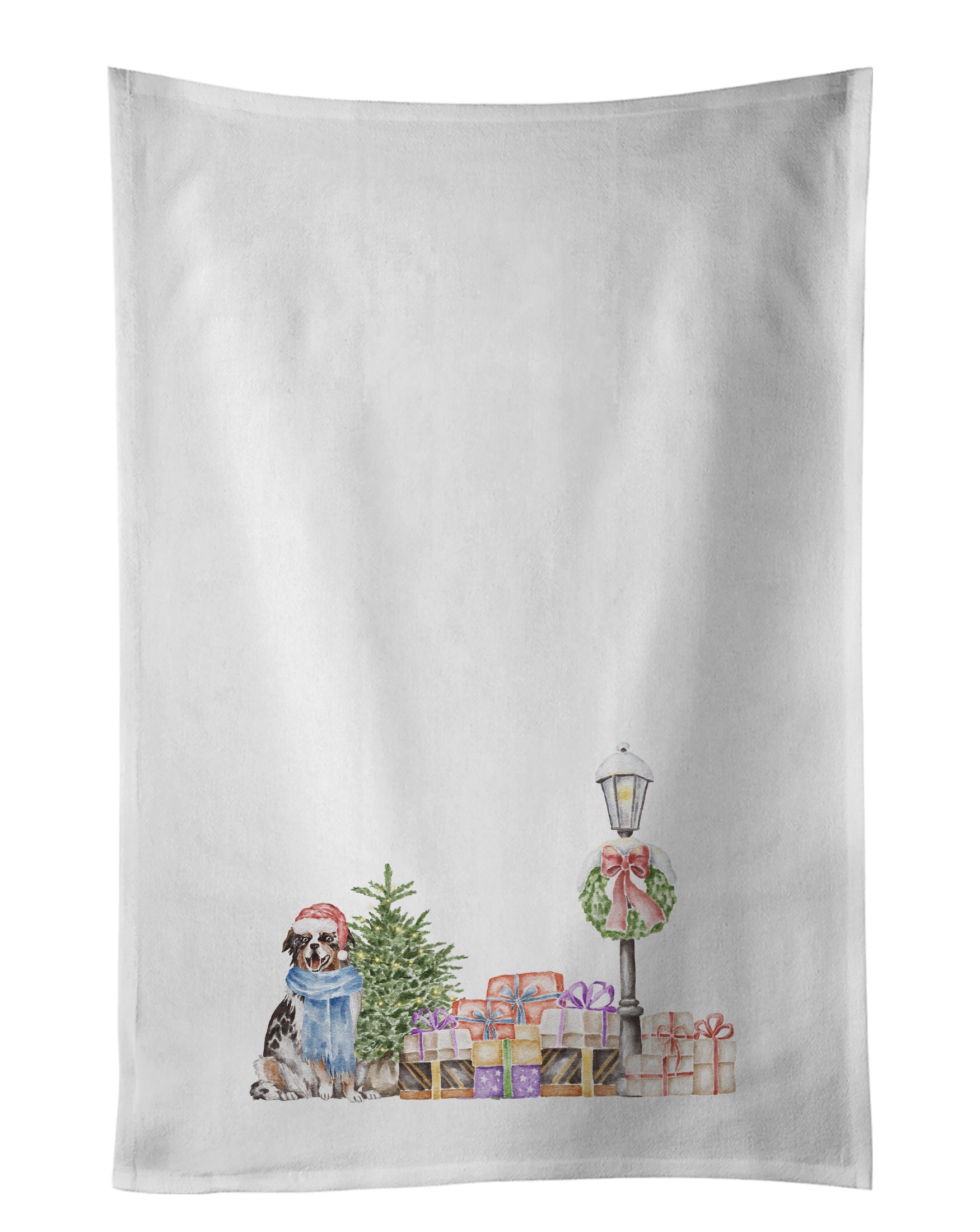 Buy this Australian Shepherd Blue Merle Smiling with Christmas Wonderland Kitchen Towel Set of 2