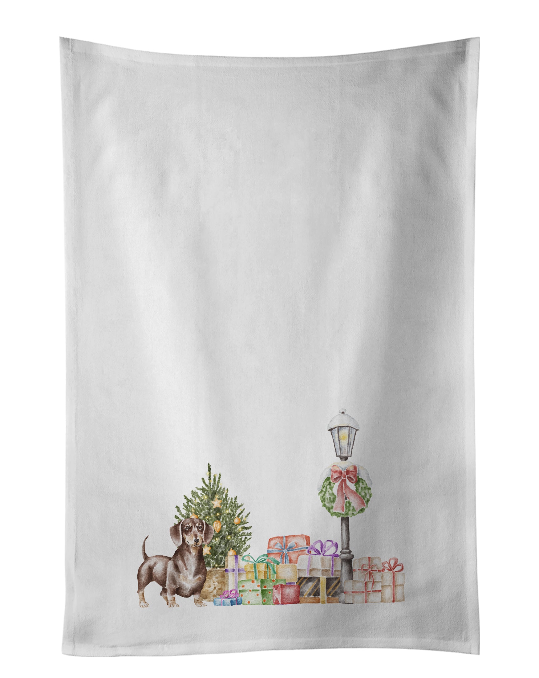 Buy this Dachshund Chocolate with Christmas Wonderland Kitchen Towel Set of 2