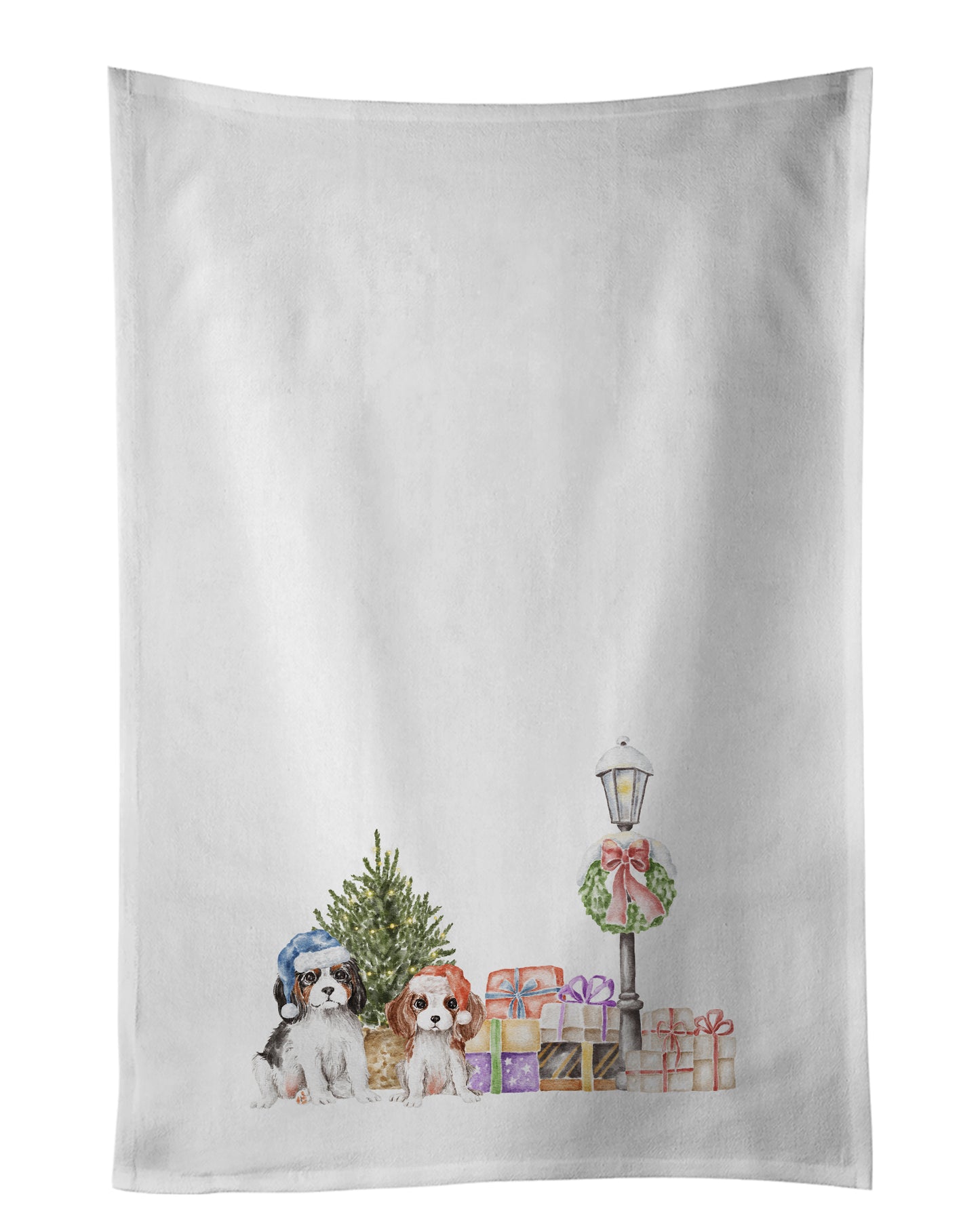Buy this Cavalier King Charles Spaniel Puppy Duo with Christmas Wonderland Kitchen Towel Set of 2