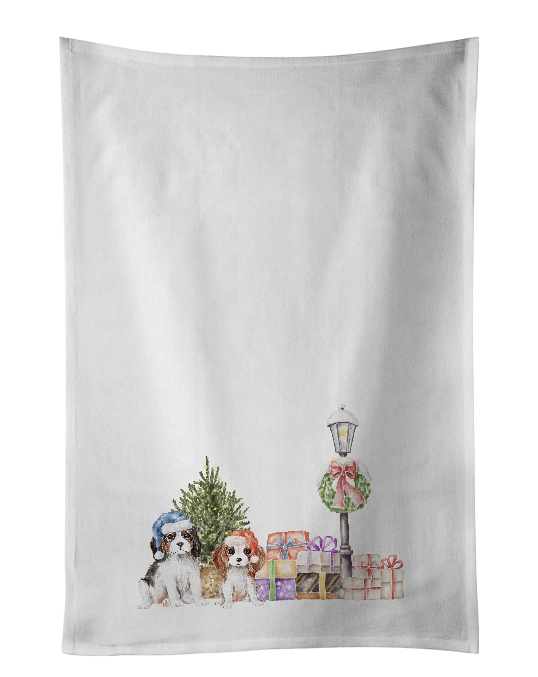 Buy this Cavalier King Charles Spaniel Puppy Duo with Christmas Wonderland Kitchen Towel Set of 2