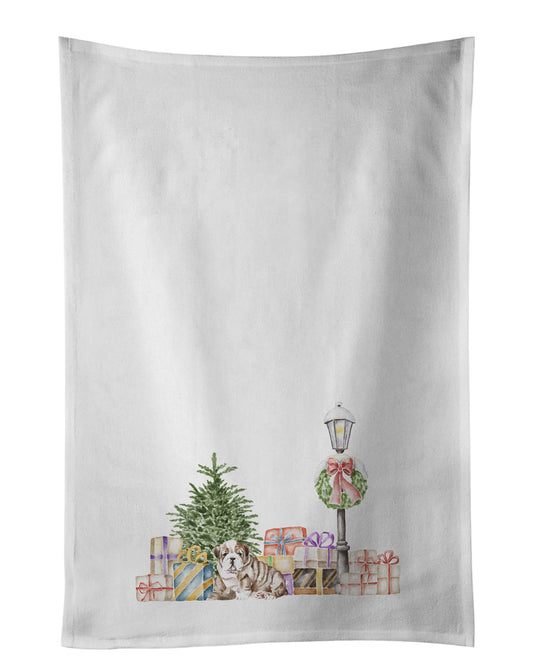 Buy this Bulldog Puppy with Christmas Wonderland Kitchen Towel Set of 2