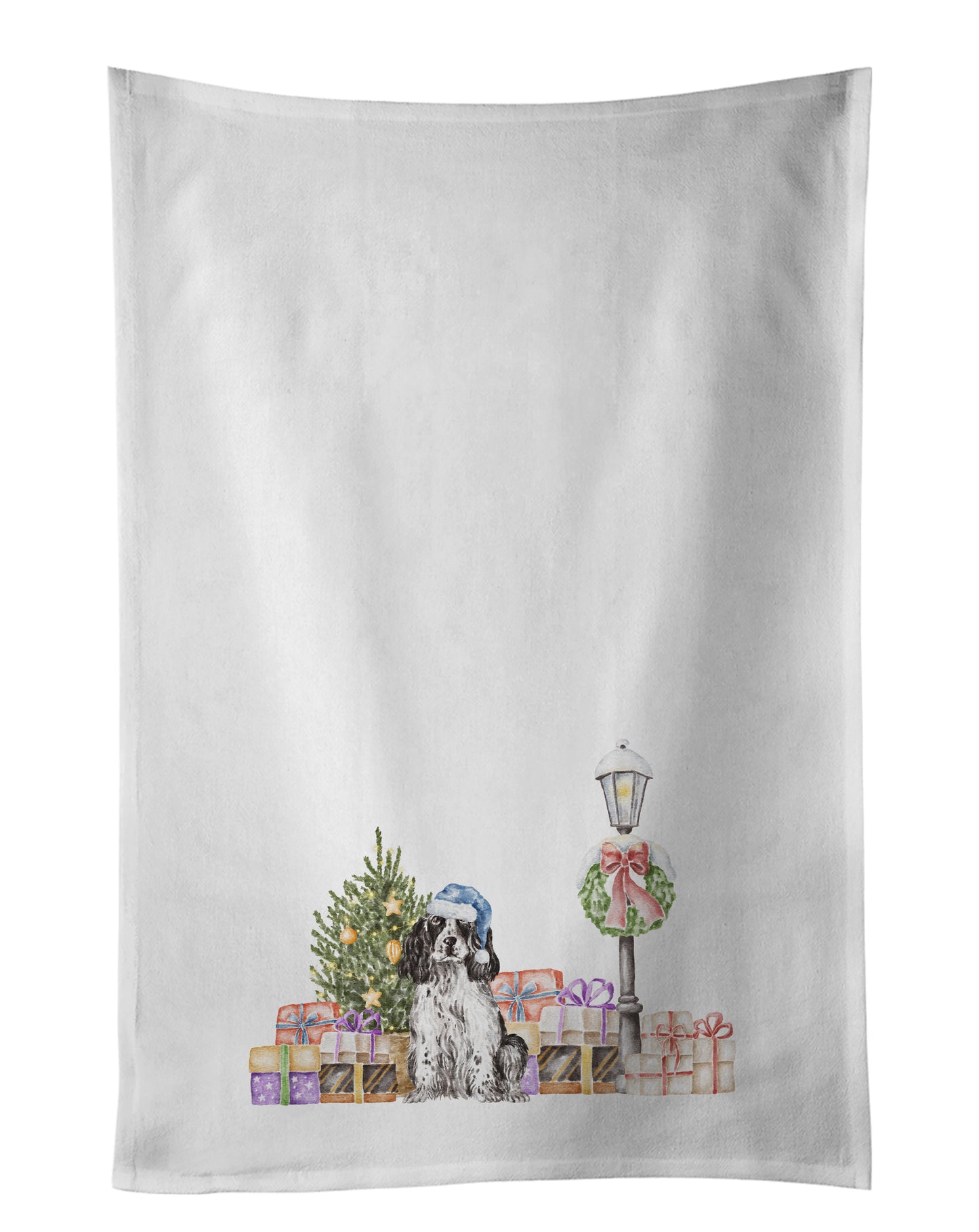 Buy this Cocker Spaniel Black and White with Christmas Wonderland Kitchen Towel Set of 2