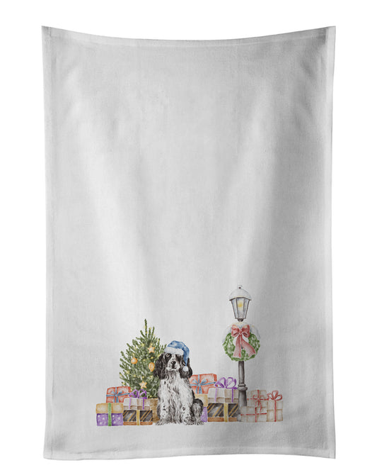 Buy this Cocker Spaniel Black and White with Christmas Wonderland Kitchen Towel Set of 2