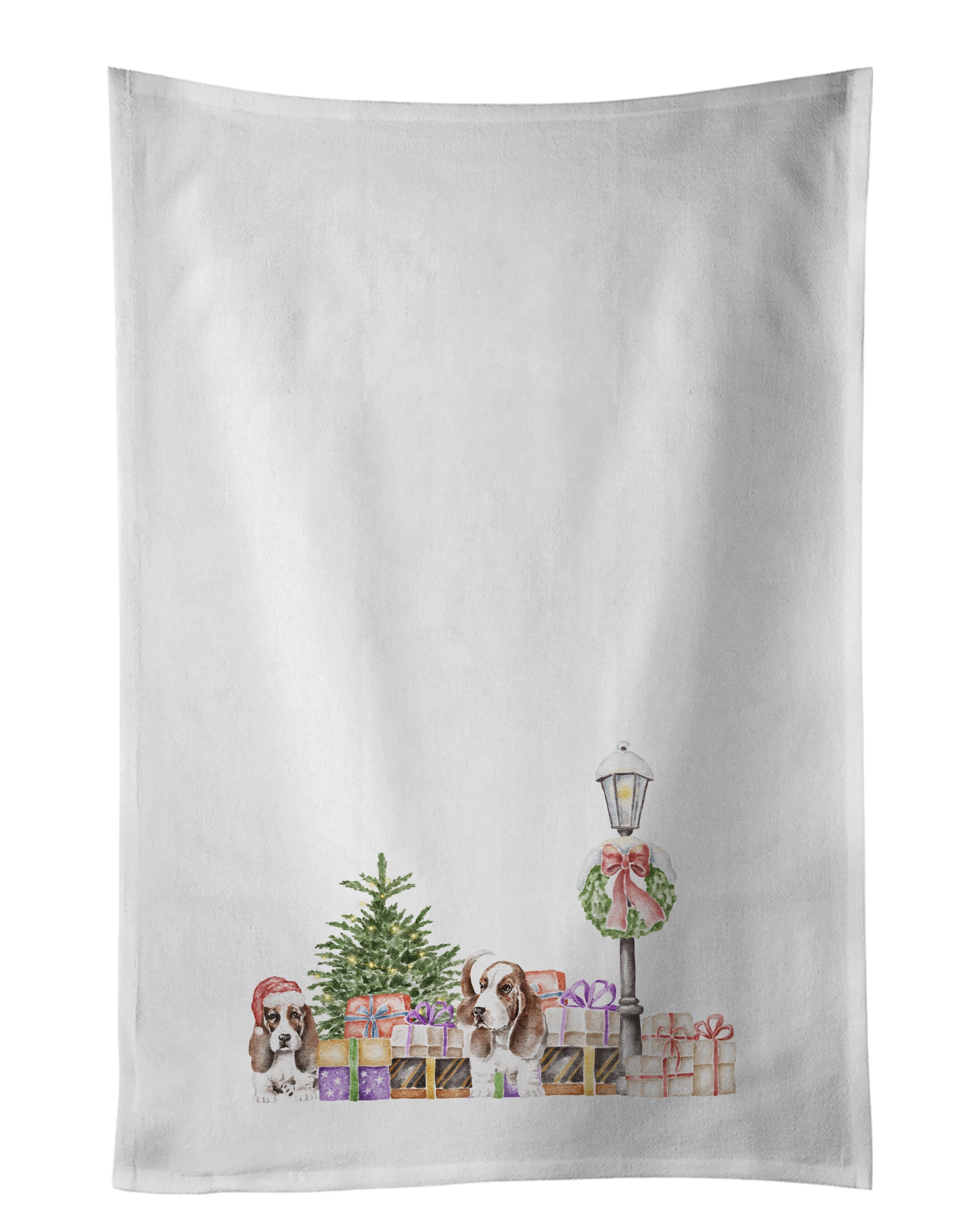 Buy this Basset Hound Adult and Puppy with Christmas Wonderland Kitchen Towel Set of 2