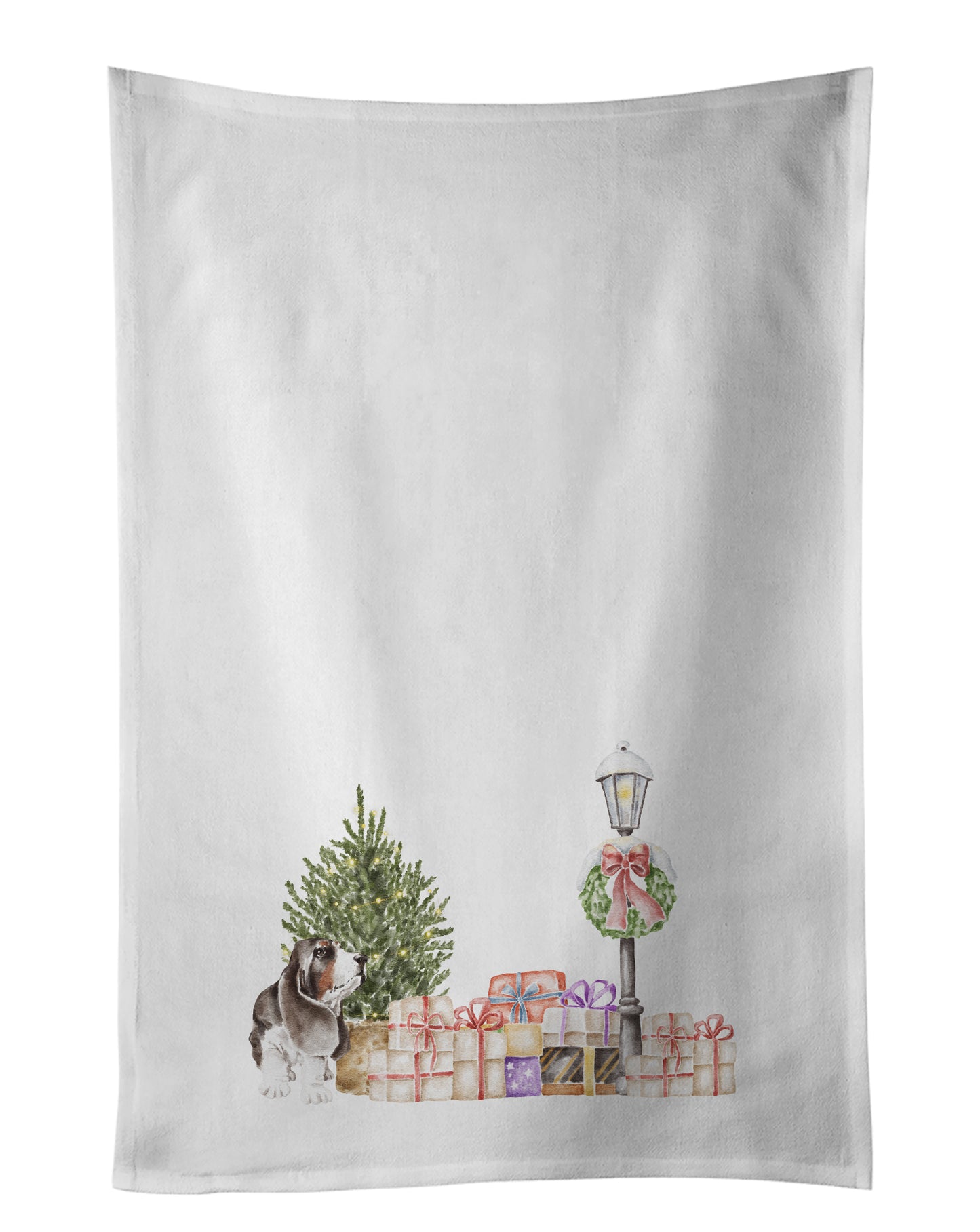 Buy this Basset Hound Tricolor with Christmas Wonderland Kitchen Towel Set of 2