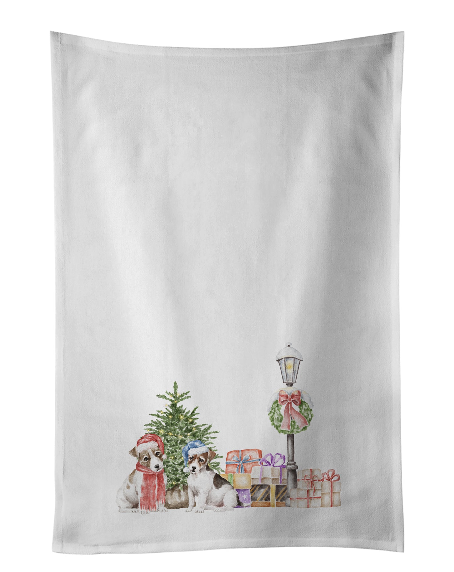 Buy this Jack Russell Terrier Puppy Duo with Christmas Wonderland Kitchen Towel Set of 2