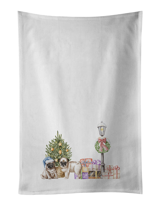 Buy this Pug Puppy Fawn Duo with Christmas Wonderland Kitchen Towel Set of 2