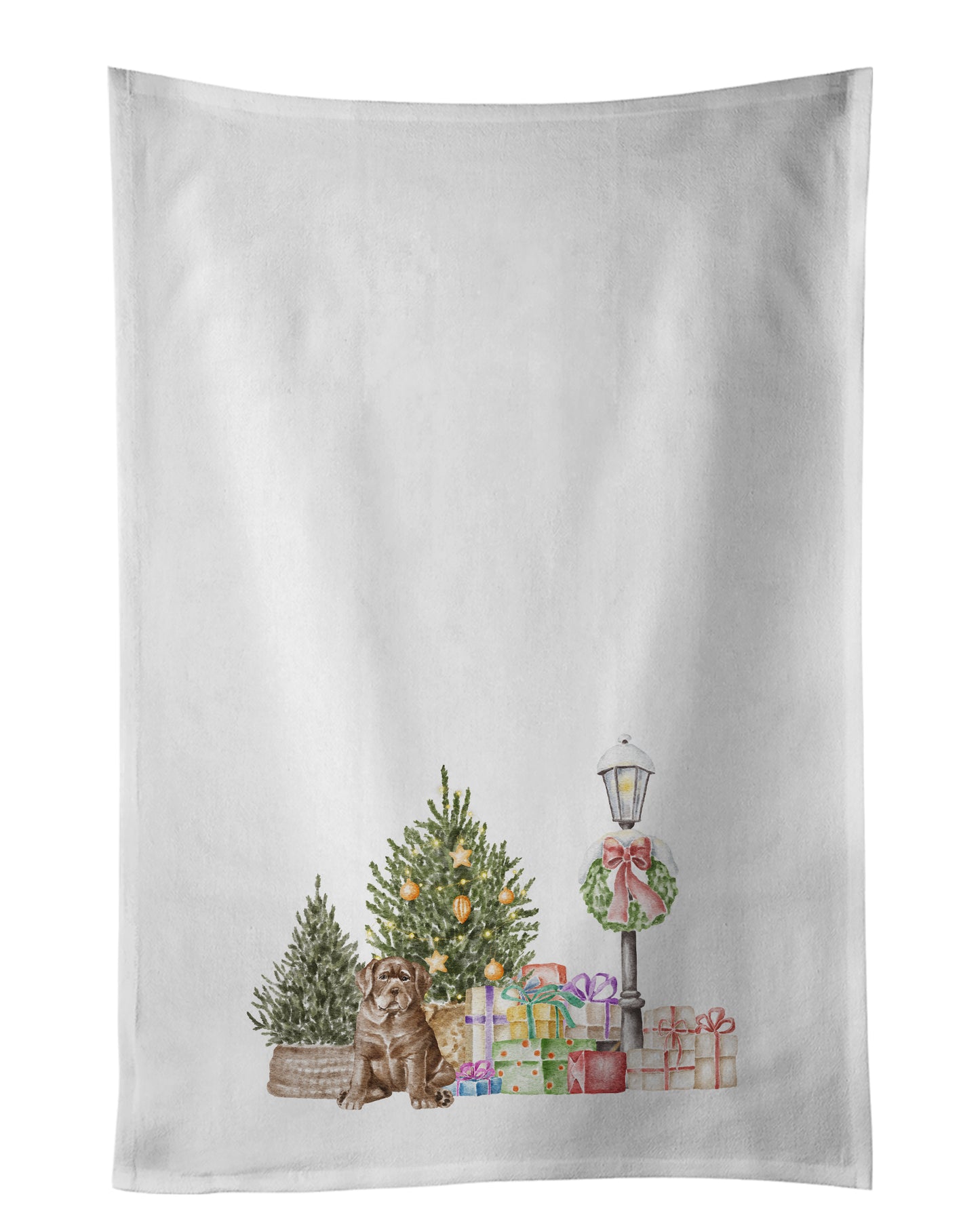 Buy this Labrador Retriever Puppy Chocolate with Christmas Wonderland Kitchen Towel Set of 2