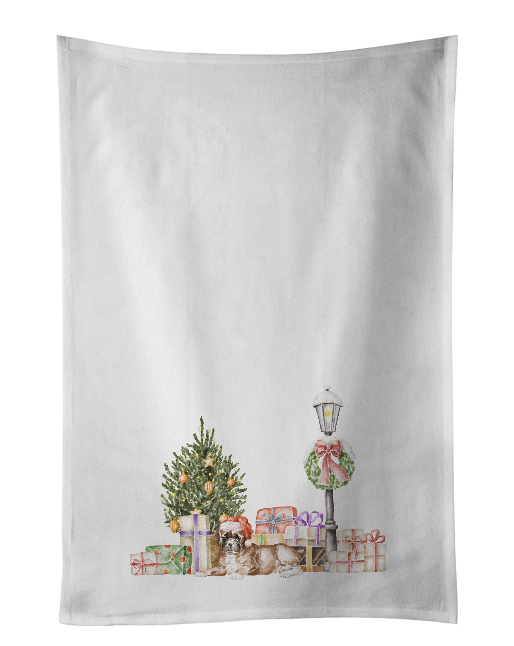 Buy this Boxer Fawn with Christmas Wonderland Kitchen Towel Set of 2