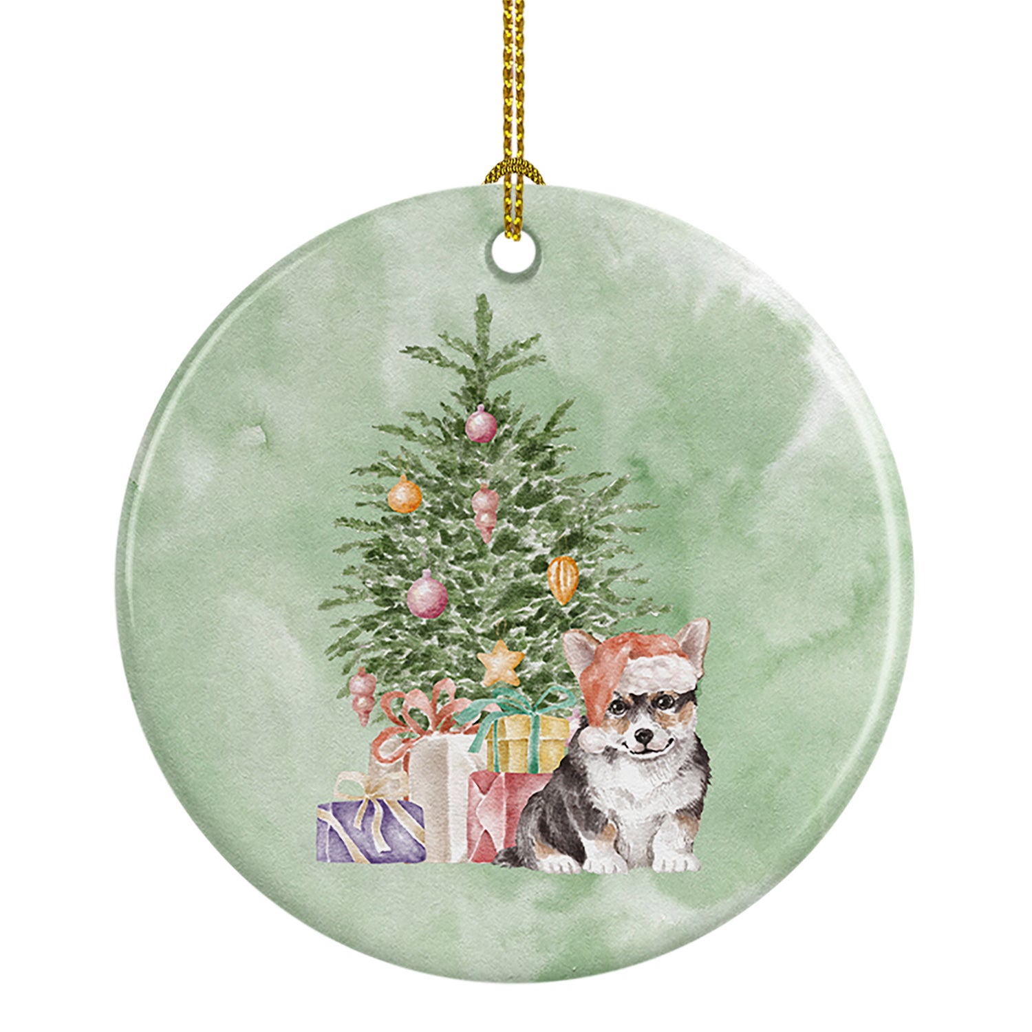 Buy this Corgi Puppy Christmas Presents and Tree Ceramic Ornament