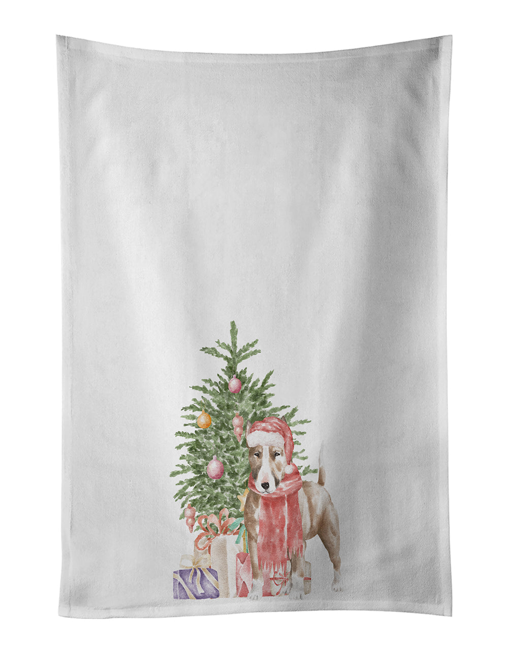 Buy this Bull Terrier Red Christmas Presents and Tree Kitchen Towel Set of 2