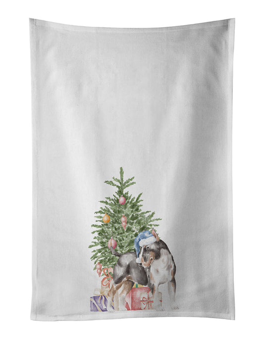 Buy this Bull Terrier Tricolor Christmas Presents and Tree Kitchen Towel Set of 2