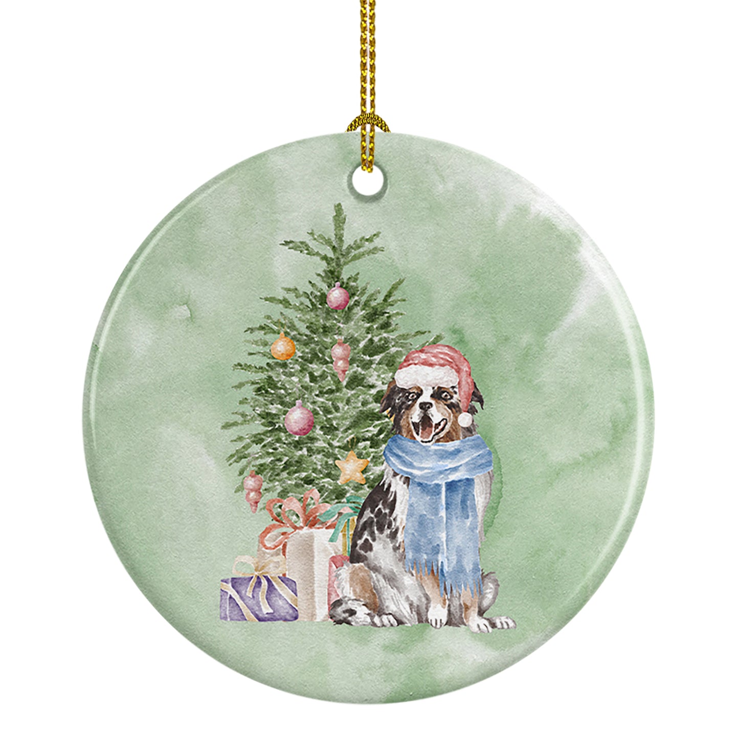 Buy this Australian Shepherd Christmas Presents and Tree Ceramic Ornament