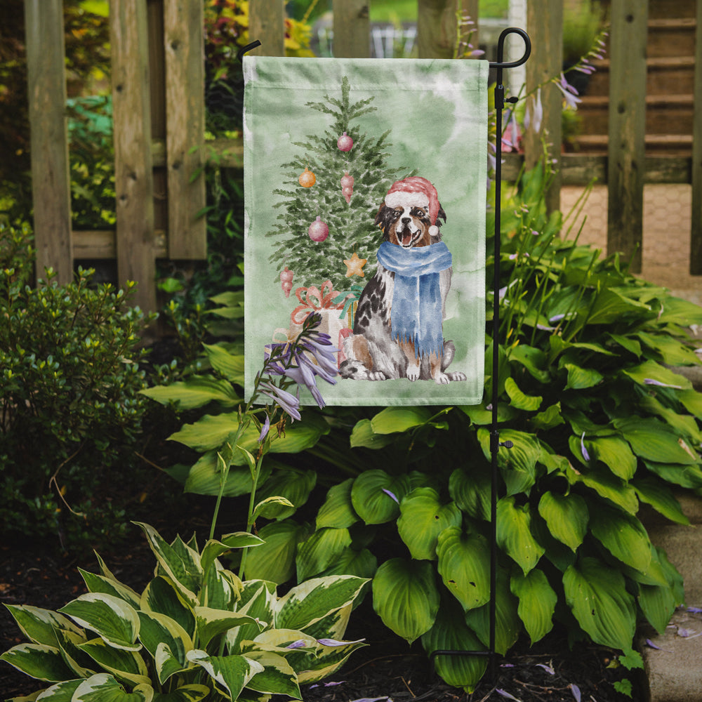 Australian Shepherd Christmas Presents and Tree Garden Flag