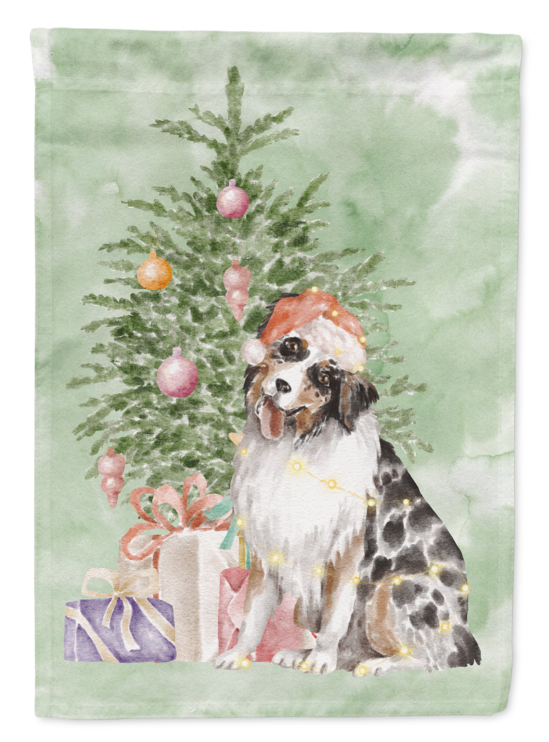 Buy this Australian Shepherd #2 Christmas Presents and Tree Garden Flag