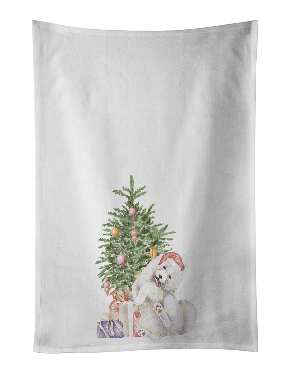 Buy this Samoyed Caught Up Christmas Presents and Tree Kitchen Towel Set of 2