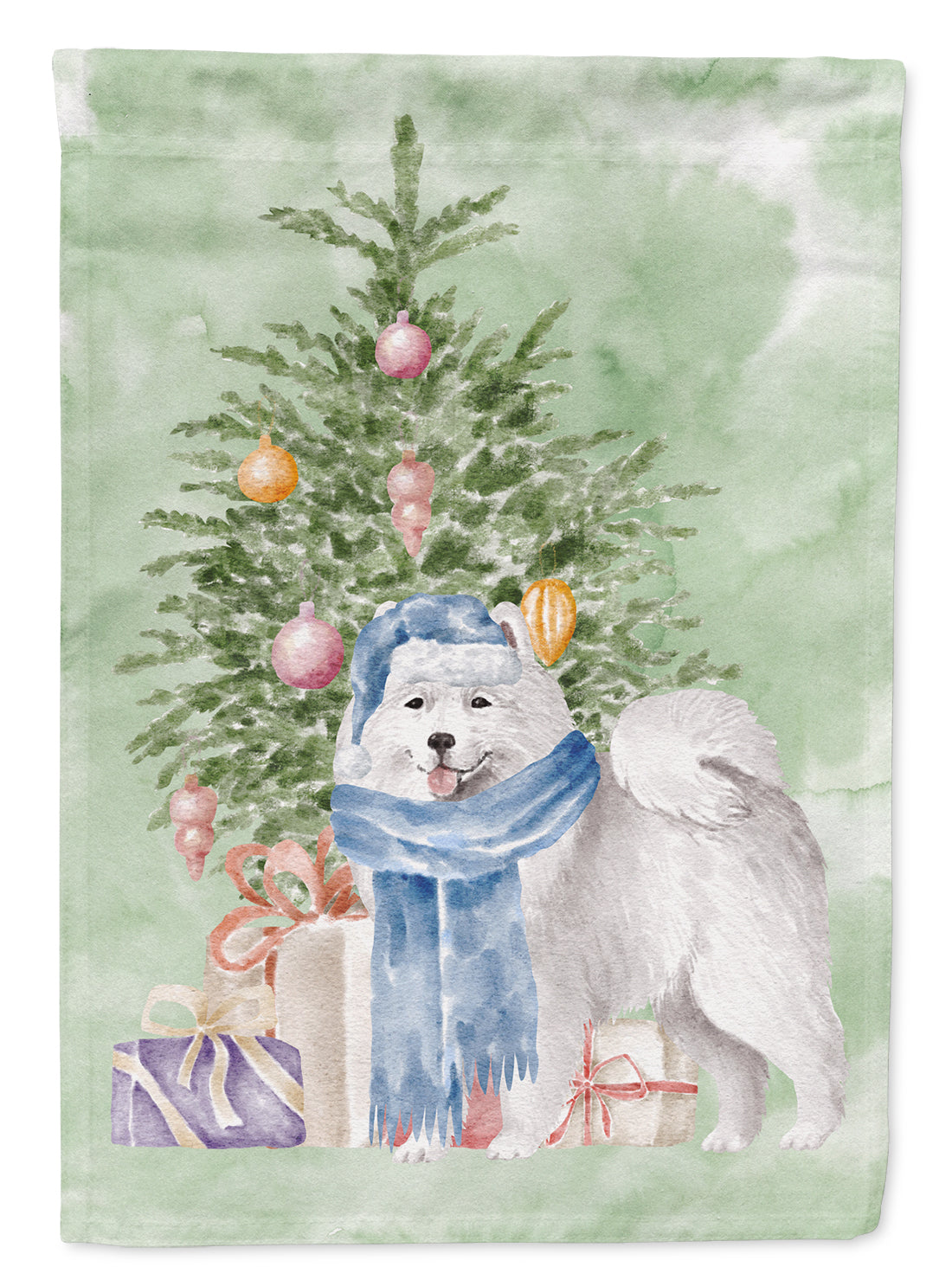 Buy this Samoyed #2 Christmas Presents and Tree Garden Flag