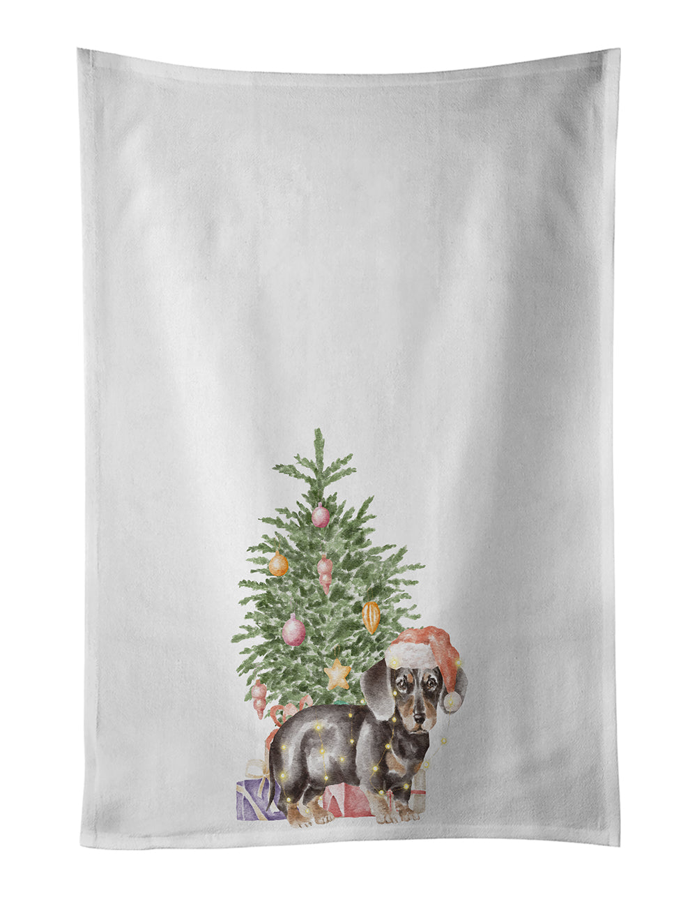 Buy this Dachshund Black Tan Puppy Christmas Presents and Tree Kitchen Towel Set of 2