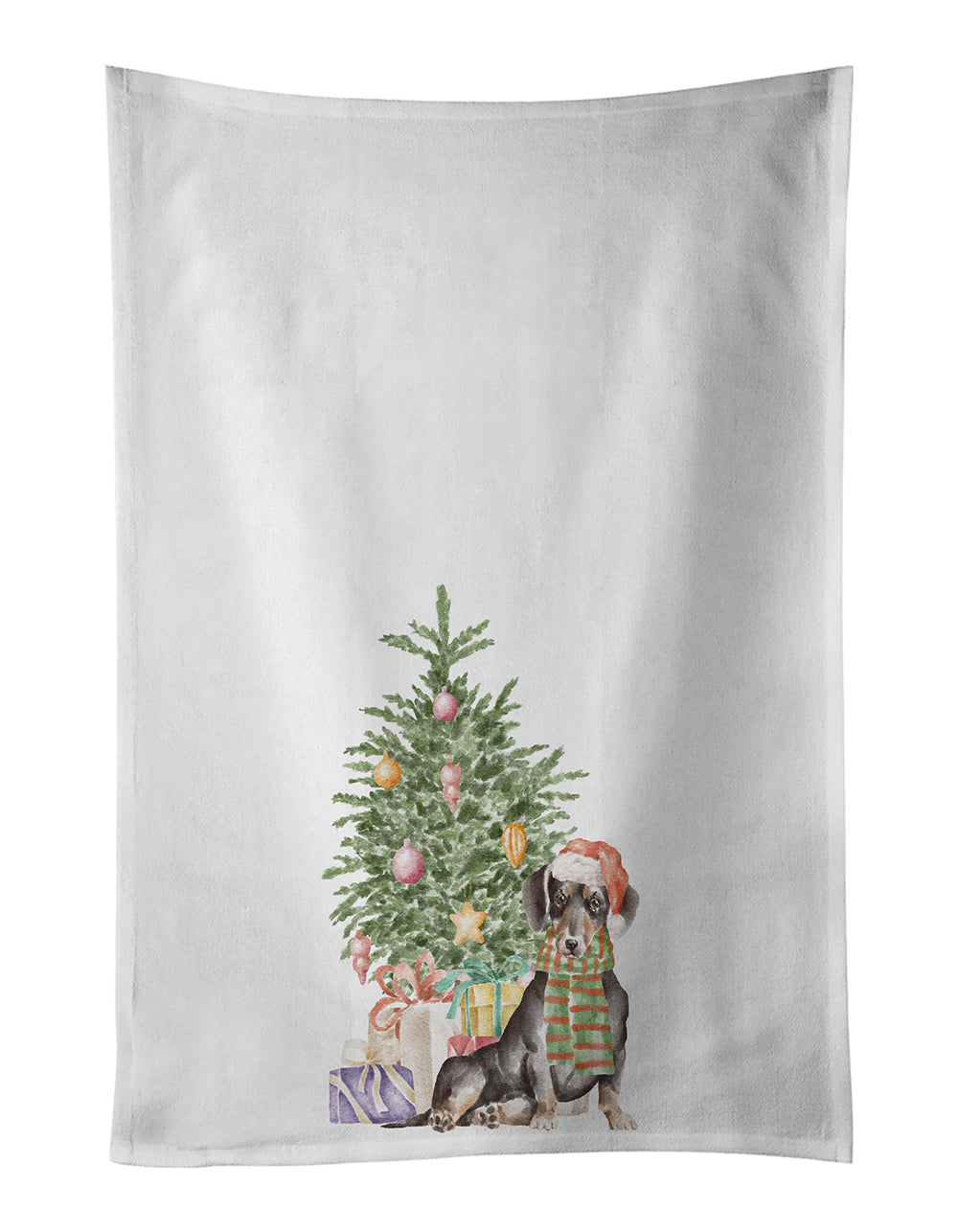 Buy this Dachshund Black Tan Christmas Presents and Tree Kitchen Towel Set of 2