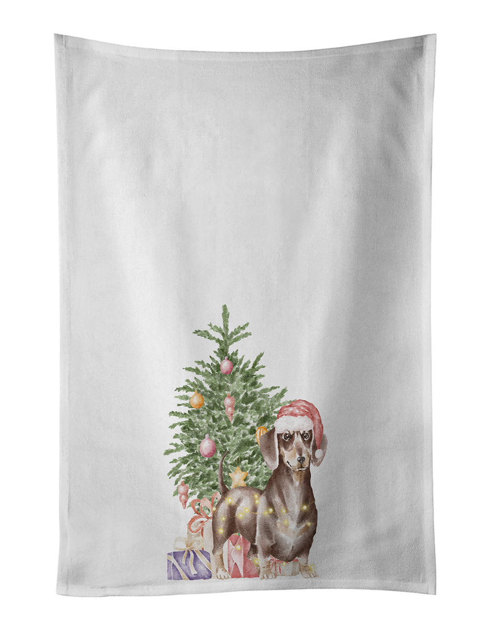 Buy this Dachshund Chocolate Tan Christmas Presents and Tree Kitchen Towel Set of 2