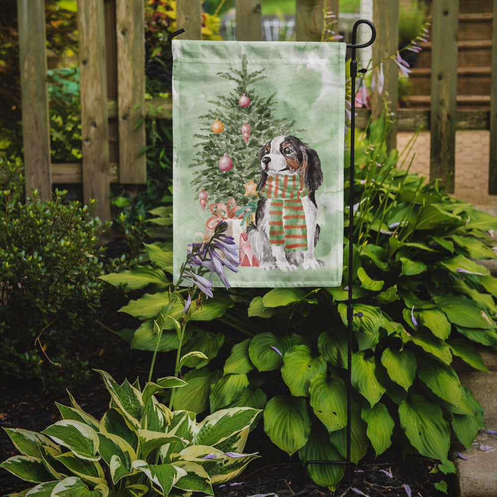 Cavalier Spaniel Tricolor Christmas Presents and Tree Garden Flag