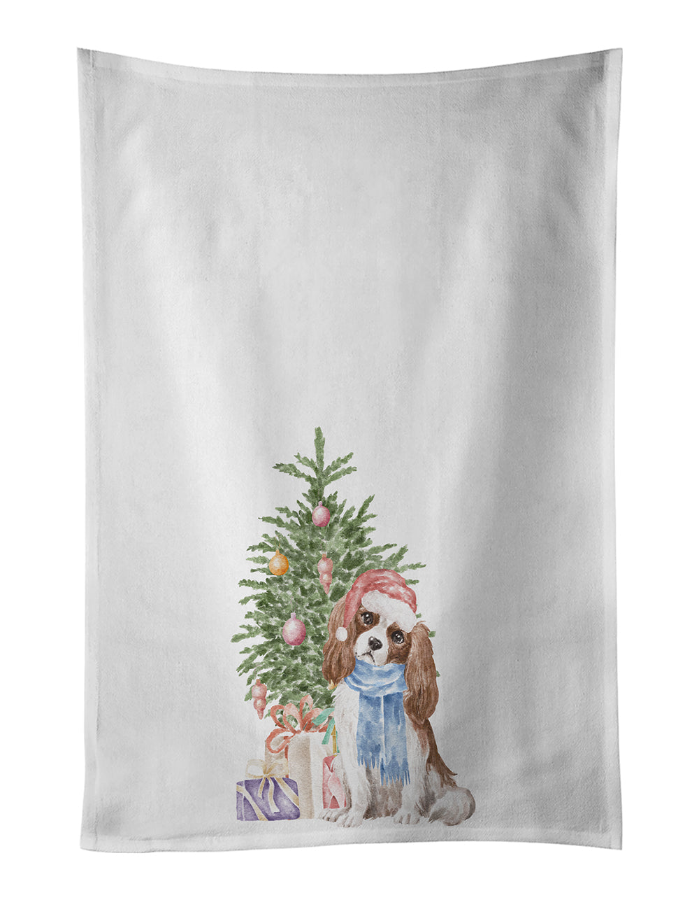 Buy this Cavalier Spaniel Tricolor Blenheim Christmas Presents and Tree Kitchen Towel Set of 2