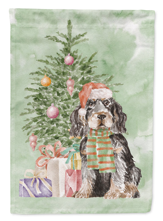 Buy this Cocker Spaniel English Black Tan Christmas Presents and Tree Garden Flag