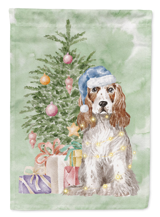 Buy this Cocker Spaniel English Red White Christmas Presents and Tree Garden Flag