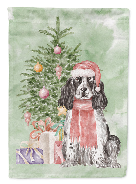 Buy this Cocker Spaniel English Black Parti Christmas Presents and Tree Garden Flag