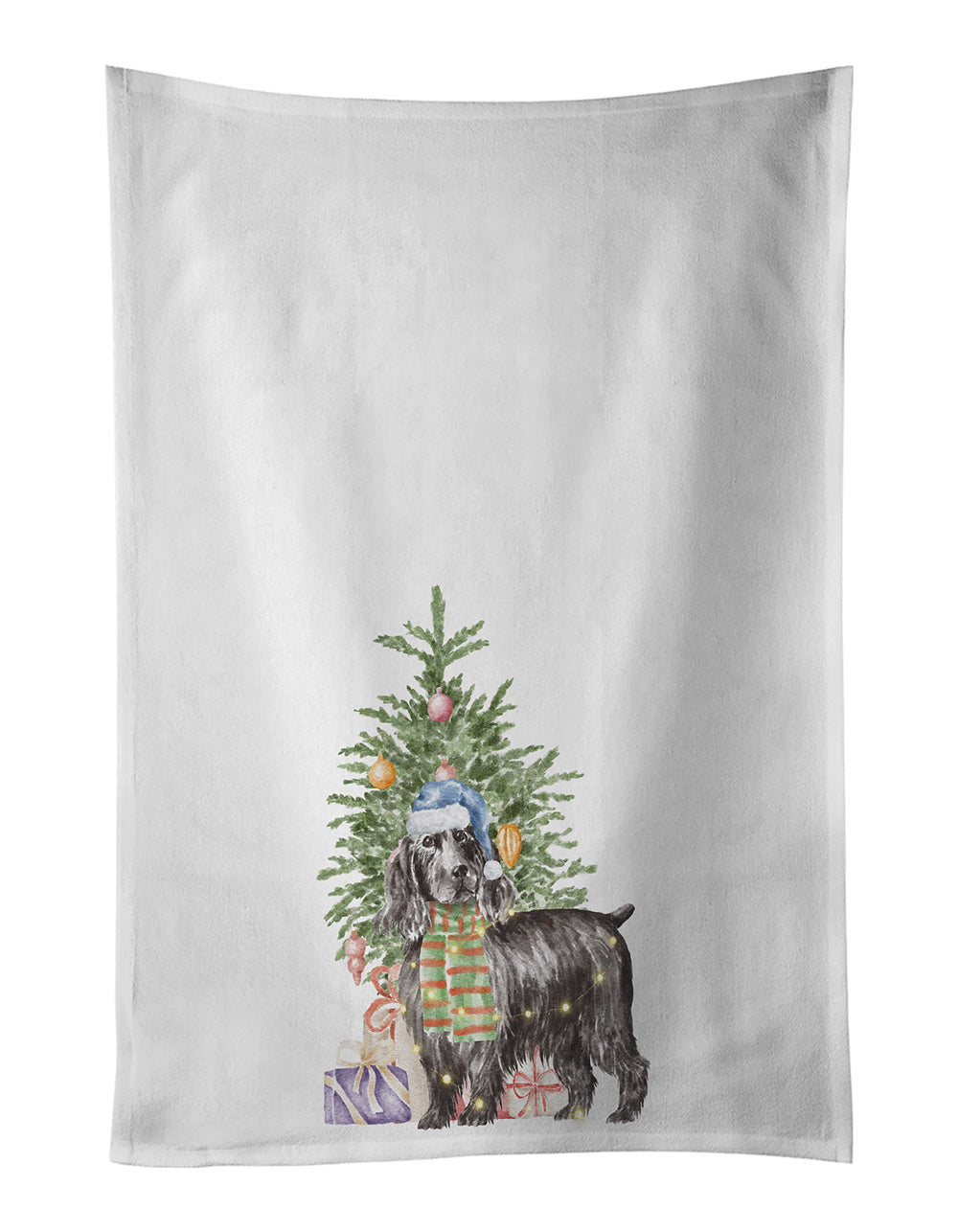 Buy this Cocker Spaniel English Black Christmas Presents and Tree Kitchen Towel Set of 2