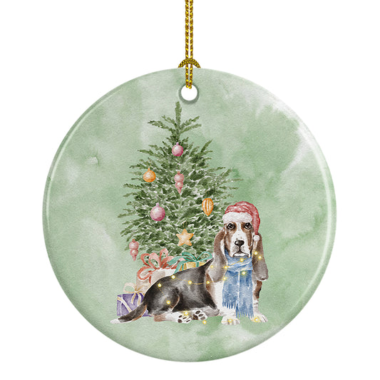 Buy this Basset Hound Christmas Presents and Tree Ceramic Ornament