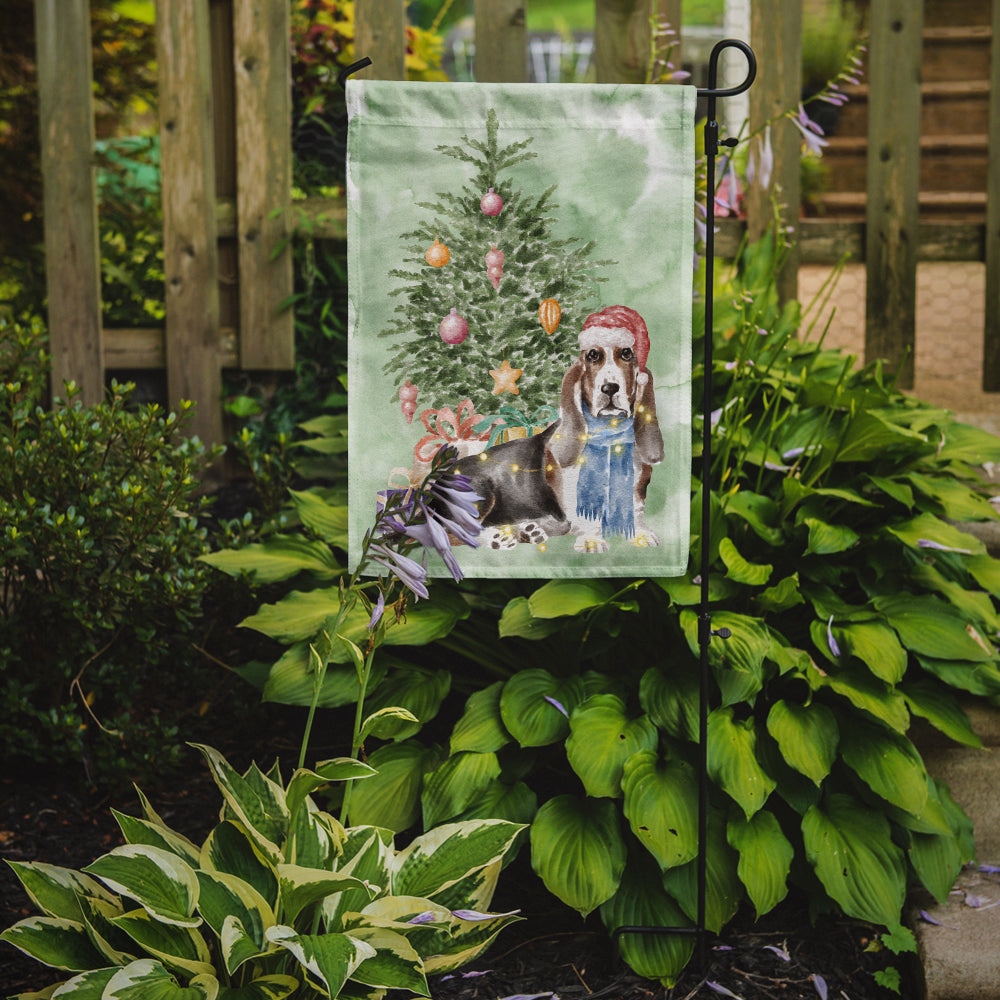 Basset Hound Christmas Presents and Tree Garden Flag