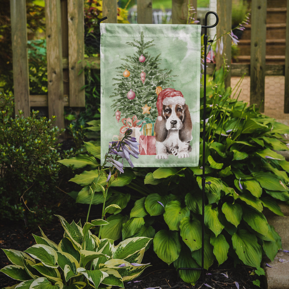 Basset Hound Puppy #2 Christmas Presents and Tree Garden Flag