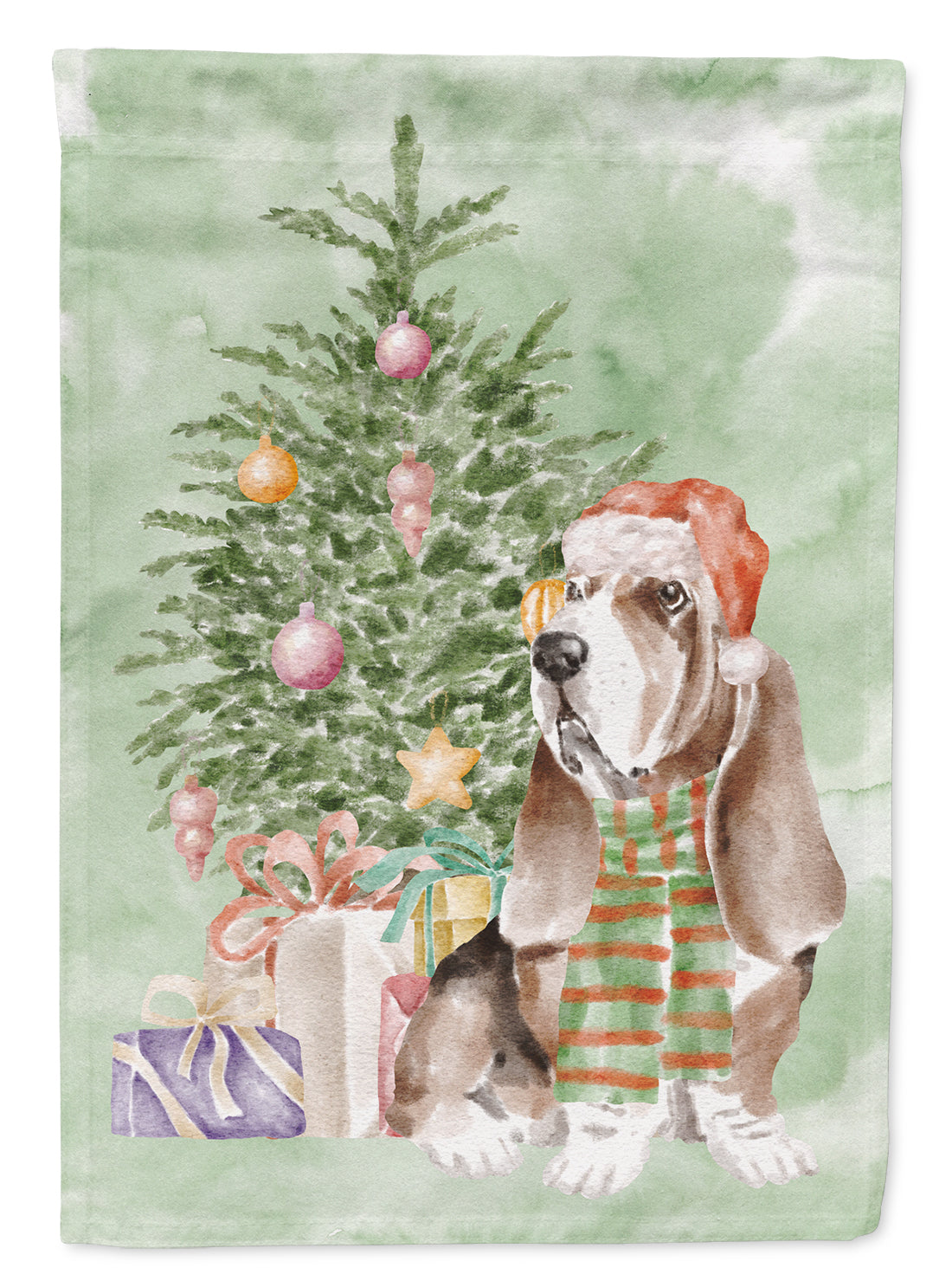 Buy this Basset Hound #3 Christmas Presents and Tree Garden Flag