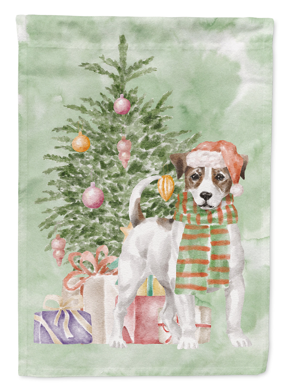 Buy this Jack Russell Terrier Smooth Christmas Presents and Tree Garden Flag