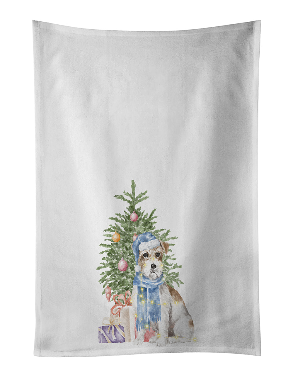 Buy this Jack Russell Terrier Wire Christmas Presents and Tree Kitchen Towel Set of 2