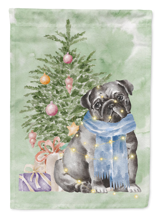 Buy this Pug Black Christmas Presents and Tree Garden Flag