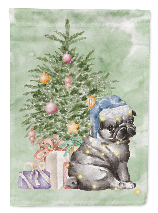 Buy this Pug Black Puppy Christmas Presents and Tree Garden Flag