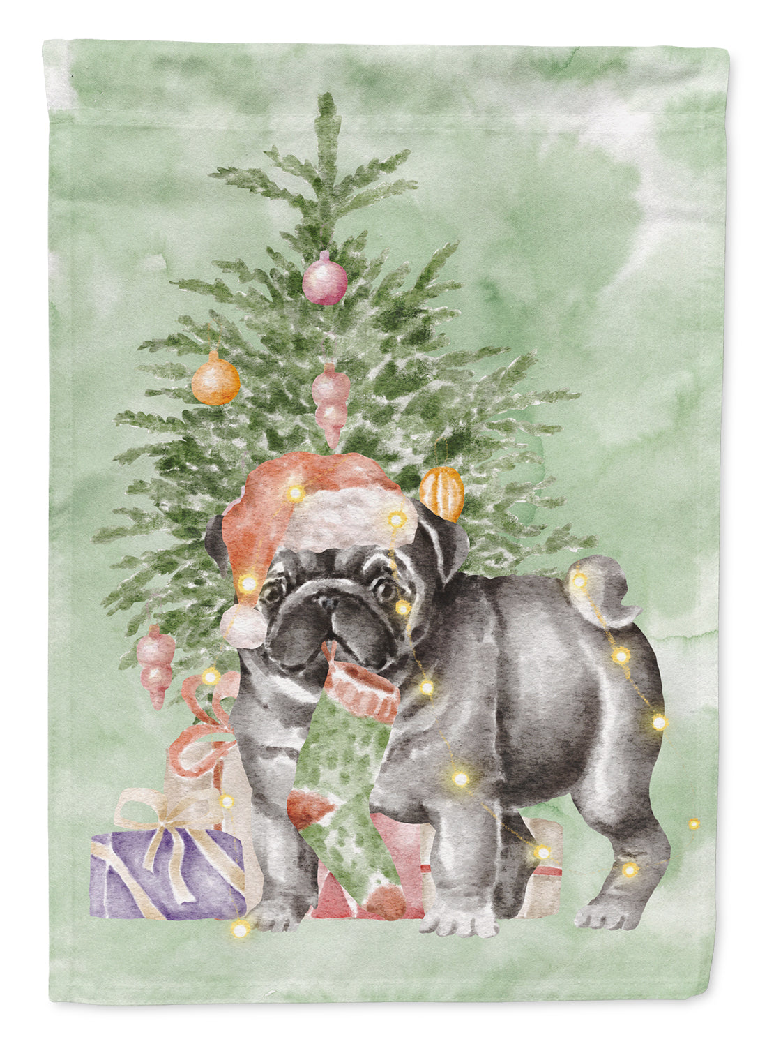 Buy this Pug Black #2 Christmas Presents and Tree Garden Flag