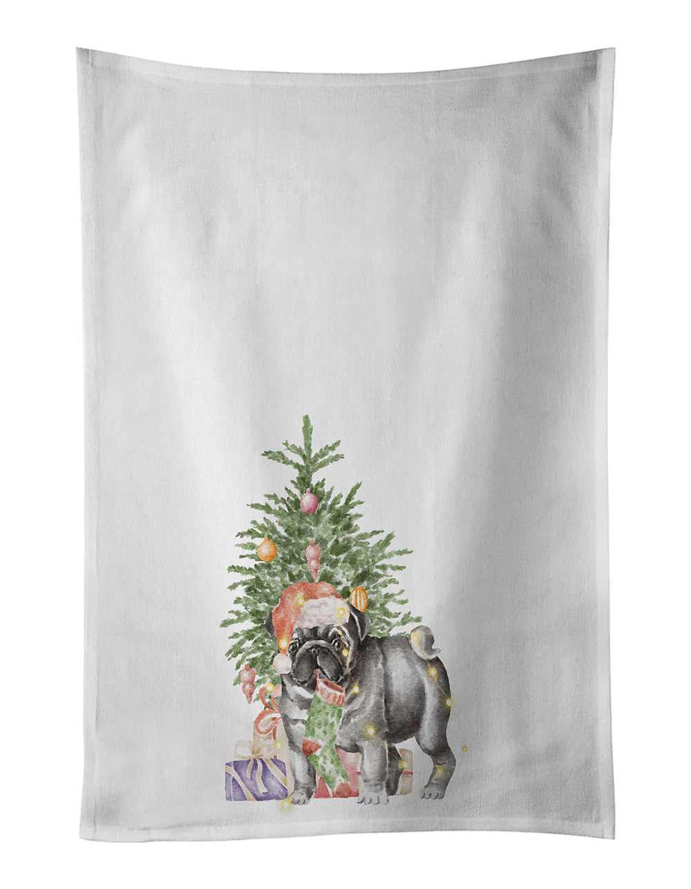 Buy this Pug Black #2 Christmas Presents and Tree Kitchen Towel Set of 2