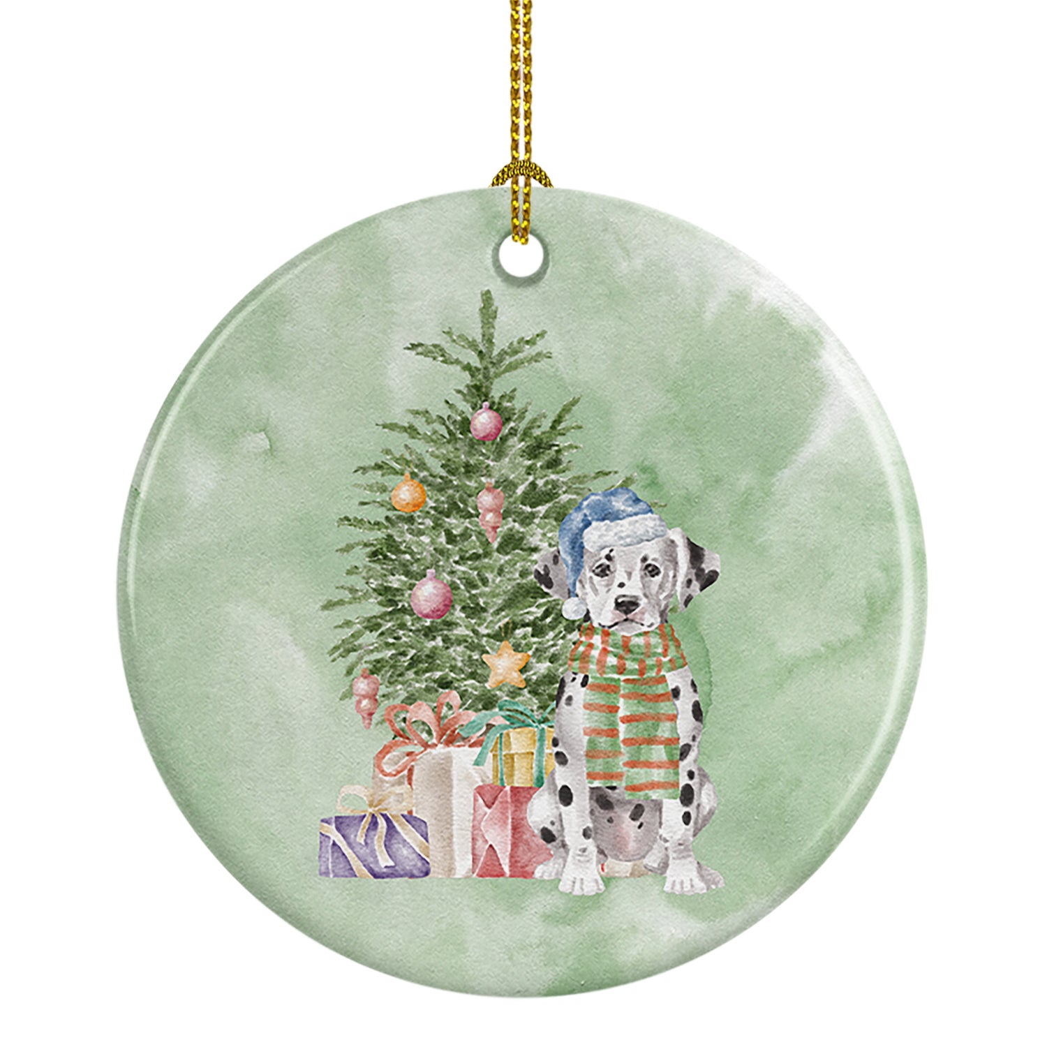 Buy this Dalmatian Puppy Christmas Presents and Tree Ceramic Ornament