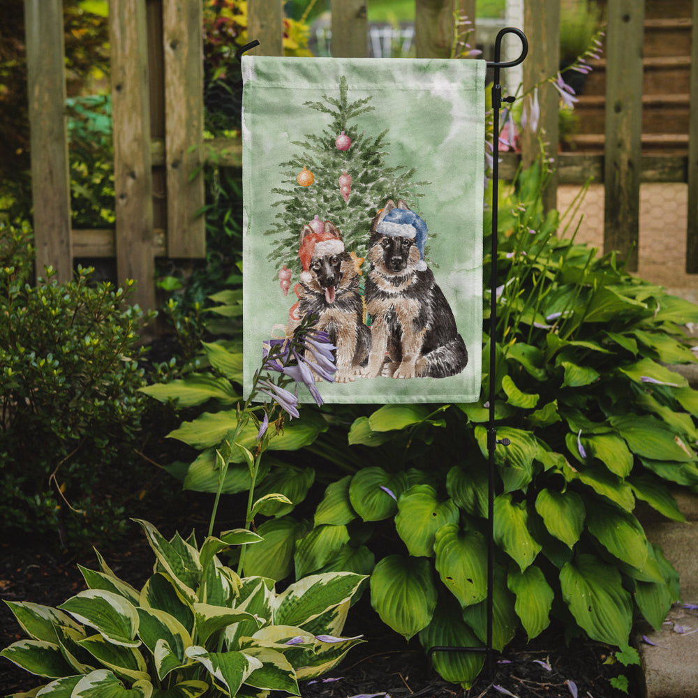German Shepherd Momma Baby Christmas Presents and Tree Garden Flag